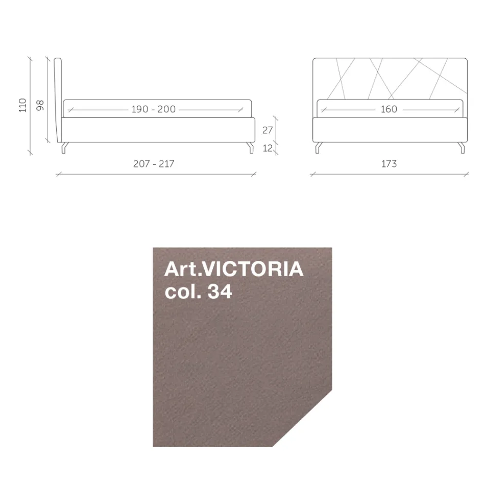 Cama de casal 160x190 com acolchoado geométrico - Ciottolino Viadurini