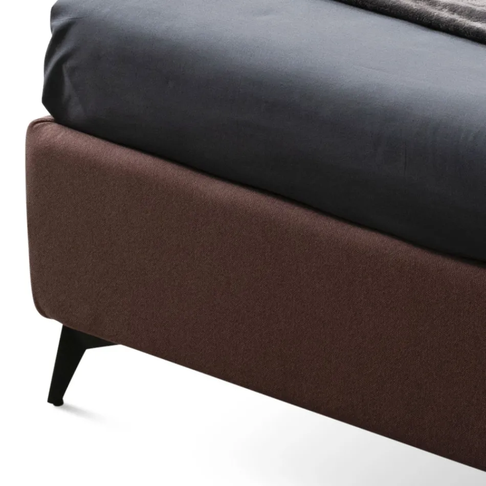 Cama de casal 160x190 com linhas curvas e faixa dupla acolchoada - Gioie Viadurini