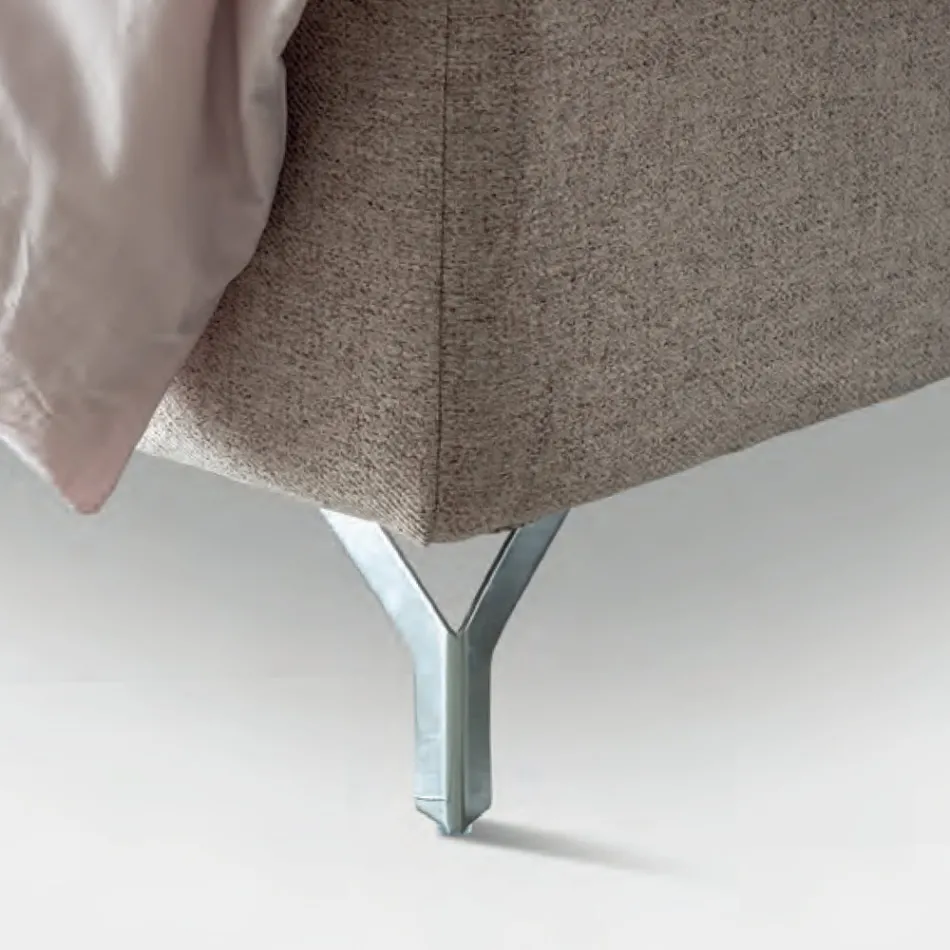 Cama de casal 160x190 com cabeceira perimetral com babados e botões - Rest Viadurini