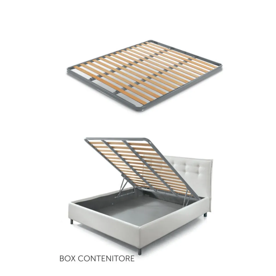 Cama de casal 160x190 com cabeceira perimetral com babados e botões - Rest Viadurini