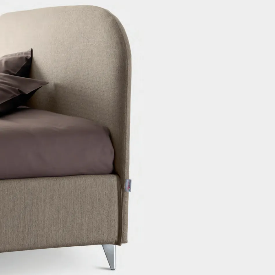 Cama de casal 160x190 com cabeceira de linha curva Made in Italy - Oriente Viadurini