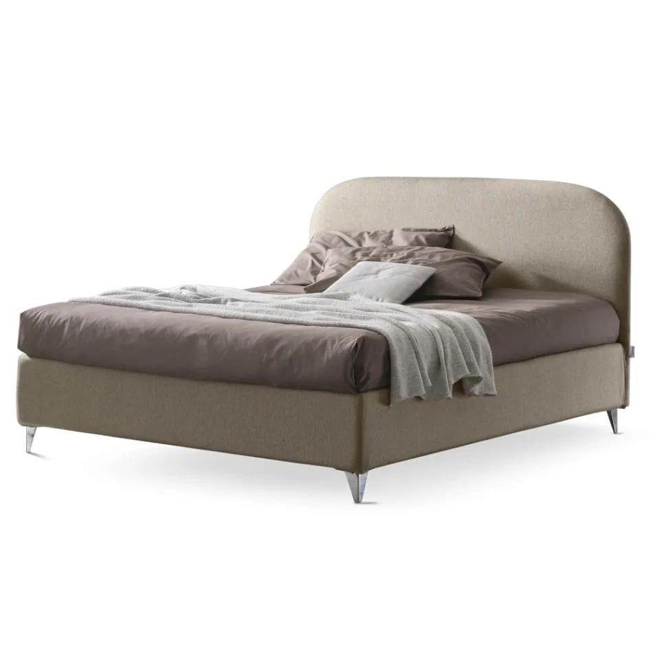 Cama de casal 160x190 com cabeceira de linha curva Made in Italy - Oriente Viadurini