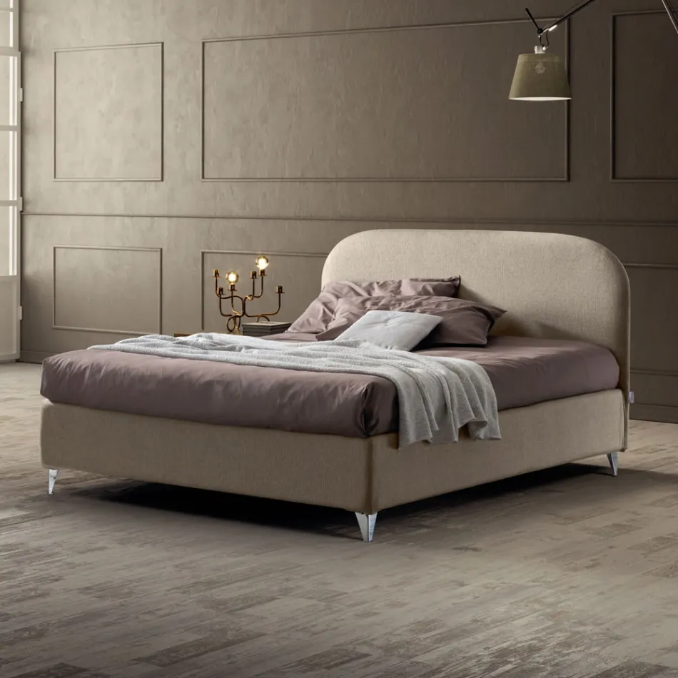 Cama de casal 160x190 com cabeceira de linha curva Made in Italy - Oriente Viadurini