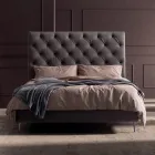 Cama de casal 160x190 com cabeceira alta e acolchoada Made in Italy - Sallie Viadurini