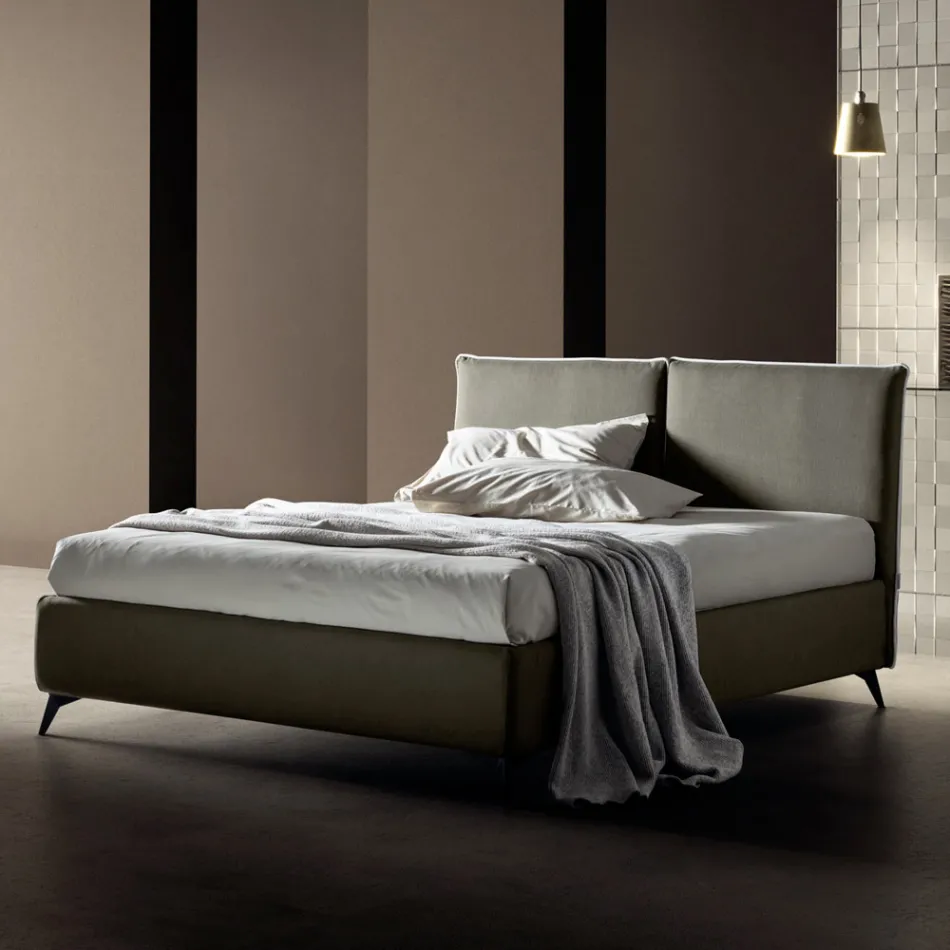 Cama de casal 160x190 com cabeceira centralmente dividida Made in Italy - Celesti Viadurini