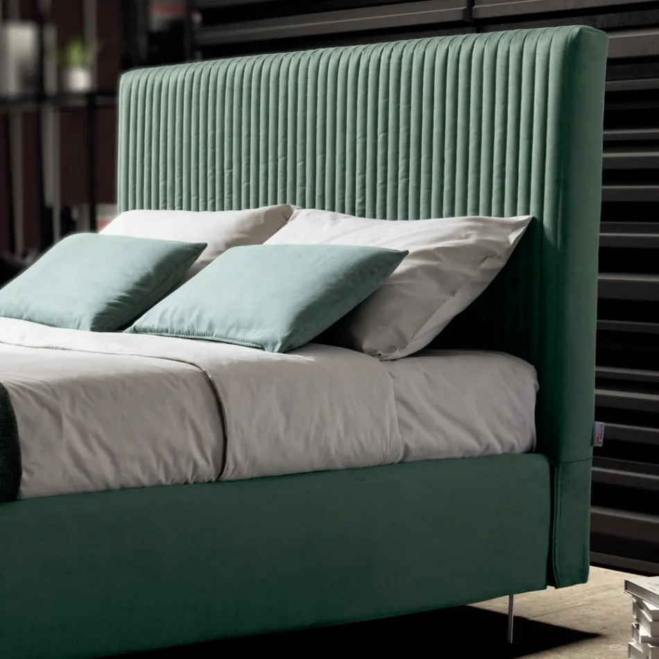 Cama de casal 160x190 com acolchoado de faixa estreita multi-listras - Meduse Viadurini