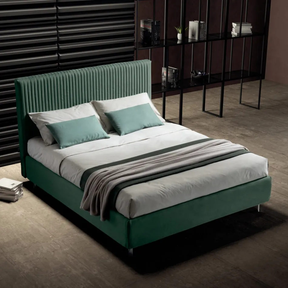 Cama de casal 160x190 com acolchoado de faixa estreita multi-listras - Meduse Viadurini