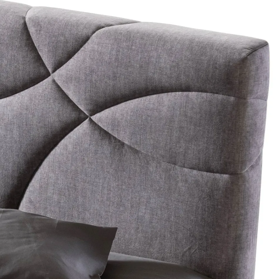 Cama de casal 160x190 com acolchoado de curvas cruzadas - Girassol Viadurini