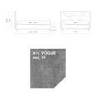 Cama de casal 160x190 com acolchoado de curvas cruzadas - Girassol Viadurini