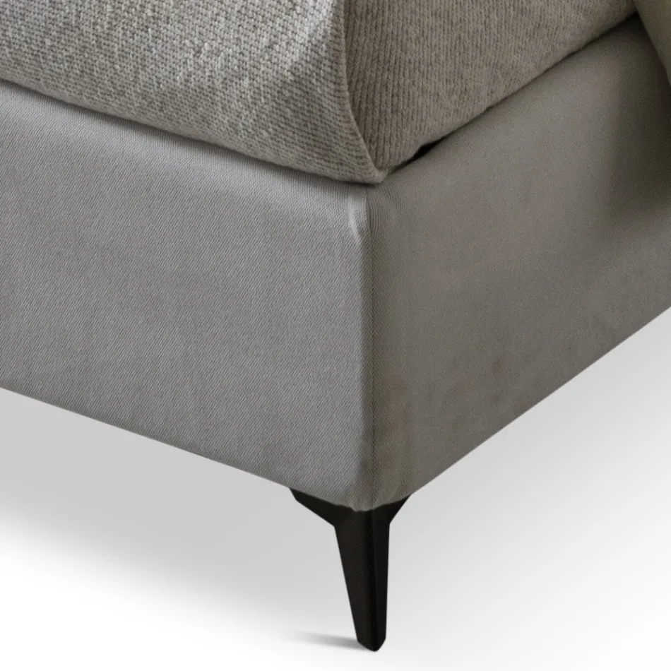 Cama de casal 160x190 em tecido com pés de metal Made in Italy - Dreams Viadurini