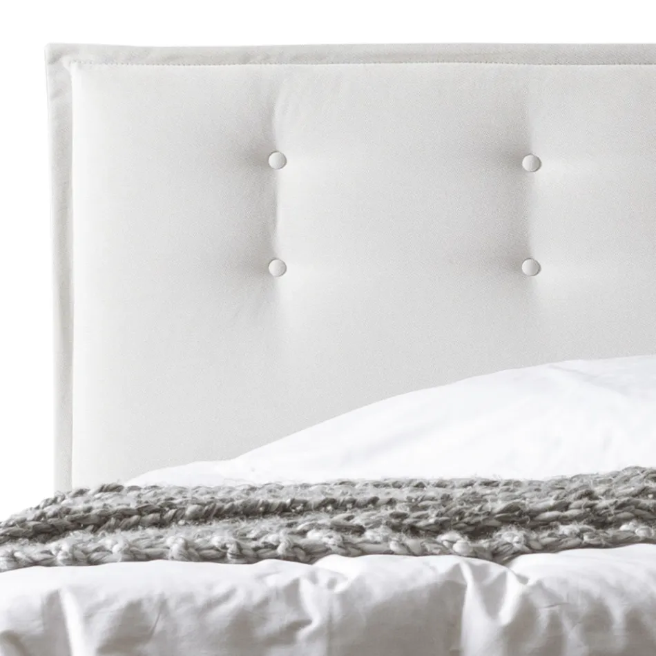 Cama de casal 160x190 em tecido com cabeceira com botões Made in Italy - Dreams Viadurini