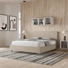 Cama de casal 160x200 cm com cabeceira em microfibra, fabricada na Itália - Pallone Viadurini