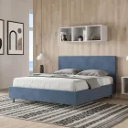 Cama de casal 160x200 cm com cabeceira em microfibra, fabricada na Itália - Pallone Viadurini