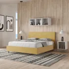Cama de casal 160x200 cm com cabeceira em microfibra, fabricada na Itália - Pallone Viadurini