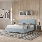 Cama de casal 160x200 cm com cabeceira em microfibra, fabricada na Itália - Pallone Viadurini