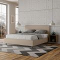 Cama de casal 160x200 cm com cabeceira em couro sintético, fabricada na Itália - Pallone