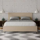 Cama de casal 160x200 cm com cabeceira em couro sintético, fabricada na Itália - Pallone Viadurini