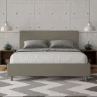 Cama de casal 160x200 cm com cabeceira em couro sintético, fabricada na Itália - Pallone Viadurini