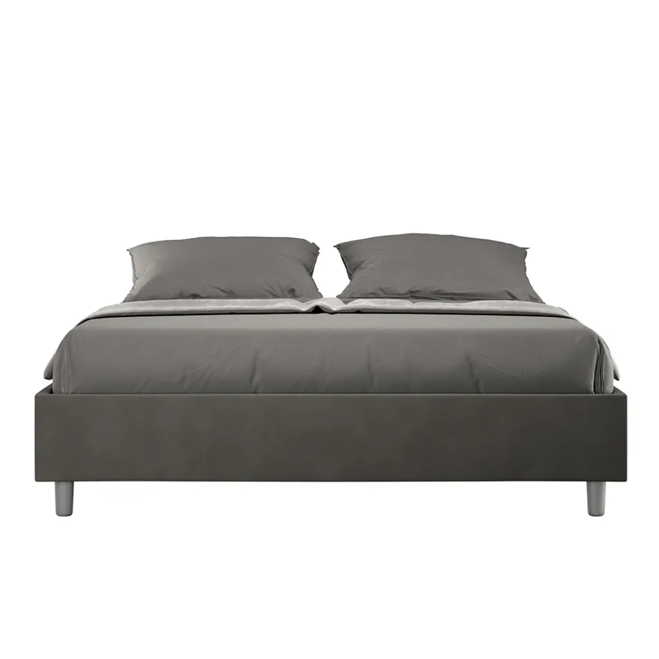 Cama de casal 160x200 cm revestida em microfibra, fabricada na Itália - Athlete Viadurini