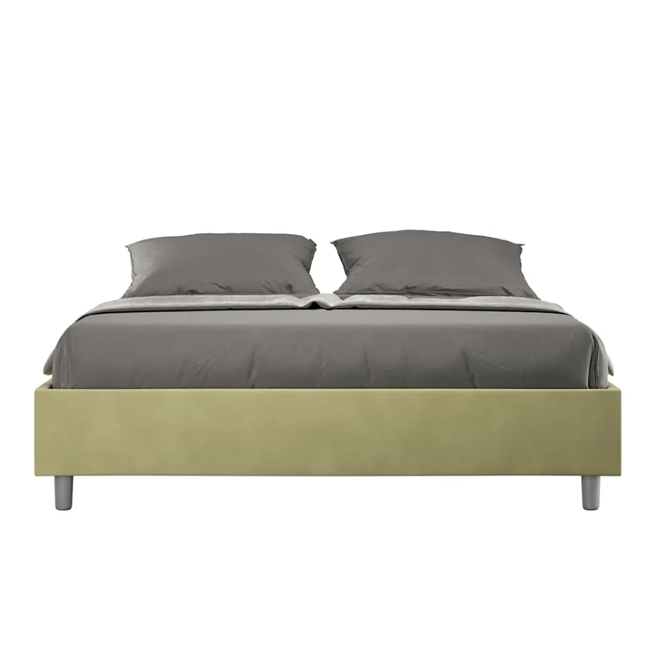 Cama de casal 160x200 cm revestida em microfibra, fabricada na Itália - Athlete Viadurini