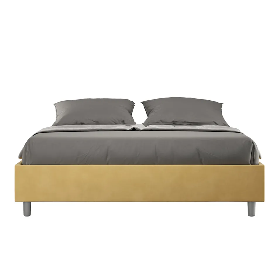 Cama de casal 160x200 cm revestida em microfibra, fabricada na Itália - Athlete Viadurini