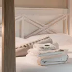 Cama de casal 160x200 com dossel em madeira maciça de teca - Aquarela Viadurini