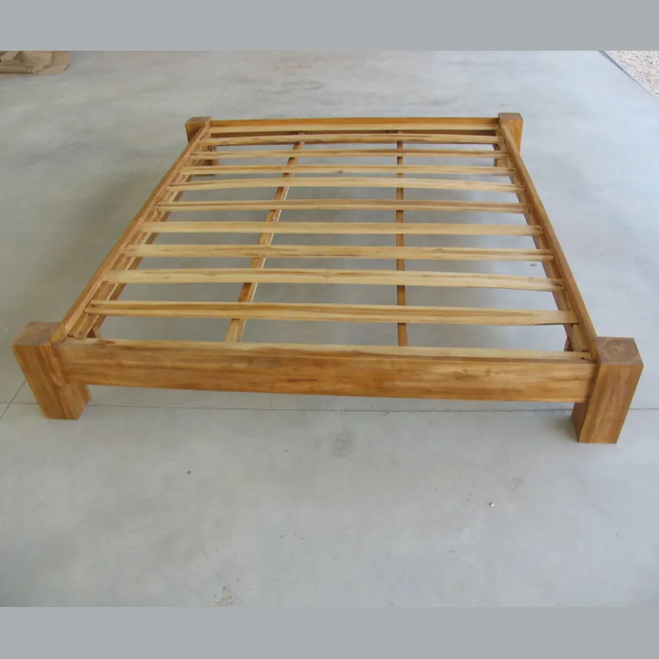 Cama de casal 160x200 em madeira maciça de teca - Fresco Viadurini