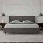 Cama de casal 180x200 cm com cabeceira em microfibra, fabricada na Itália - Pallone Viadurini