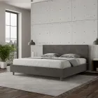 Cama de casal 180x200 cm com cabeceira em microfibra, fabricada na Itália - Pallone Viadurini