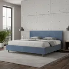 Cama de casal 180x200 cm com cabeceira em microfibra, fabricada na Itália - Pallone Viadurini