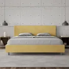 Cama de casal 180x200 cm com cabeceira em microfibra, fabricada na Itália - Pallone Viadurini