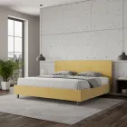 Cama de casal 180x200 cm com cabeceira em microfibra, fabricada na Itália - Pallone Viadurini