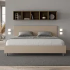 Cama de casal 180x200 cm com cabeceira em couro sintético, fabricada na Itália - Pallone Viadurini