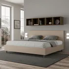 Cama de casal 180x200 cm com cabeceira em couro sintético, fabricada na Itália - Pallone Viadurini