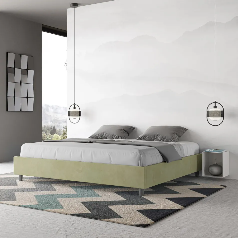 Cama de casal 180x200 cm revestida em microfibra, fabricada na Itália - Athlete Viadurini