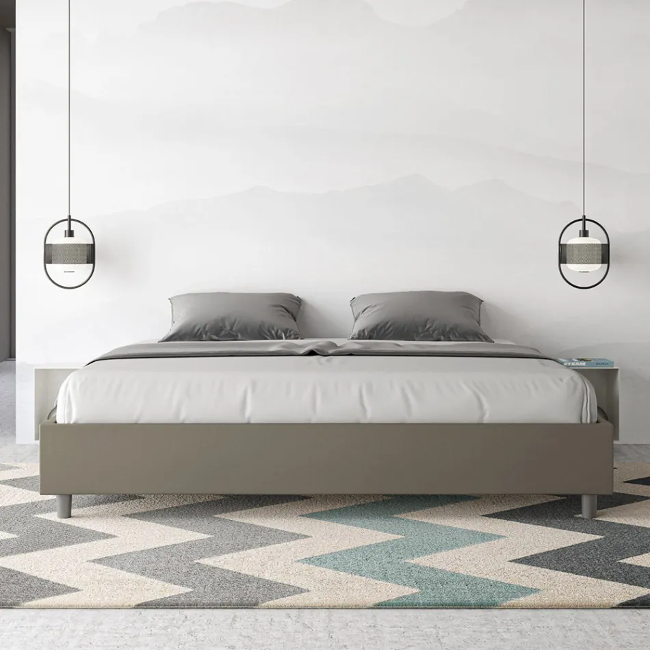 Cama de casal 180x200 cm estofada em couro sintético, fabricada na Itália - Athlete Viadurini