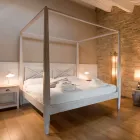 Cama de casal 180x200 com dossel em madeira maciça de teca - Tempera Viadurini