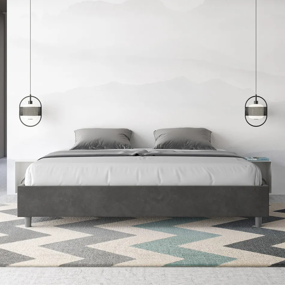 Cama de casal 190x200 cm revestida em microfibra, fabricada na Itália - Athlete Viadurini