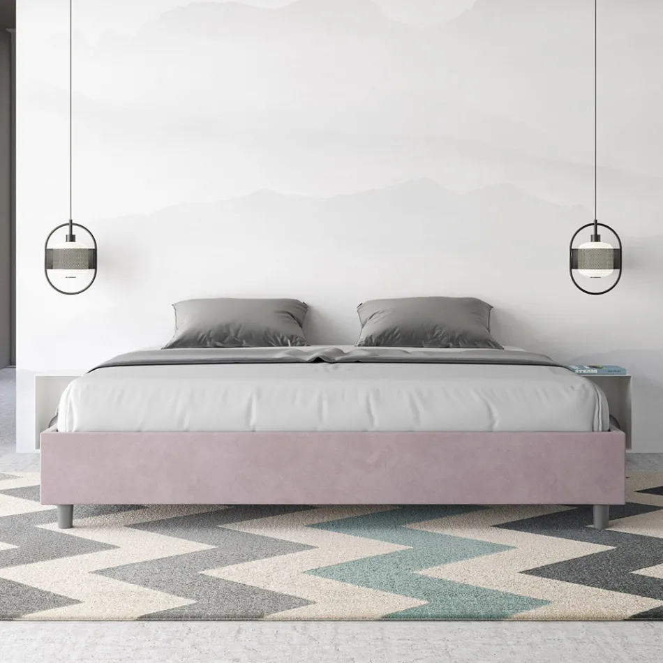 Cama de casal 190x200 cm revestida em microfibra, fabricada na Itália - Athlete Viadurini