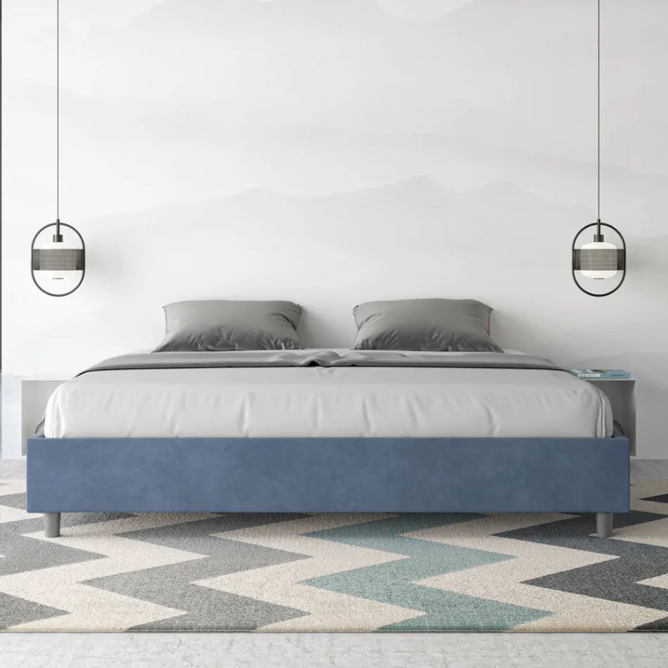 Cama de casal 190x200 cm revestida em microfibra, fabricada na Itália - Athlete Viadurini