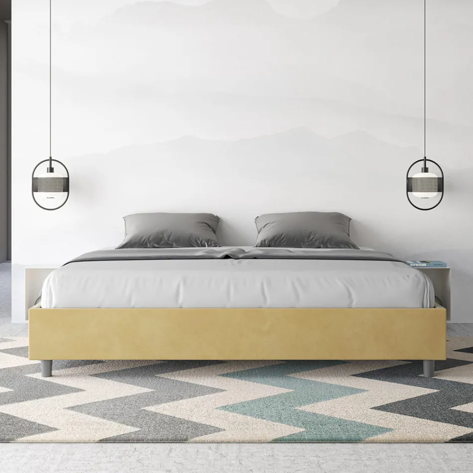 Cama de casal 190x200 cm revestida em microfibra, fabricada na Itália - Athlete Viadurini