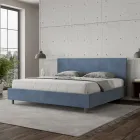 Cama de casal 200x200 cm com cabeceira em microfibra, fabricada na Itália - Pallone Viadurini