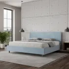Cama de casal 200x200 cm com cabeceira em microfibra, fabricada na Itália - Pallone Viadurini