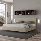 Cama de casal 200x200 cm com cabeceira em couro sintético, fabricada na Itália - Pallone Viadurini