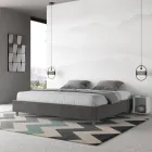 Cama de casal 200x200 cm revestida em microfibra, fabricada na Itália - Athlete Viadurini