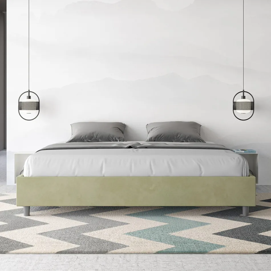 Cama de casal 200x200 cm revestida em microfibra, fabricada na Itália - Athlete Viadurini