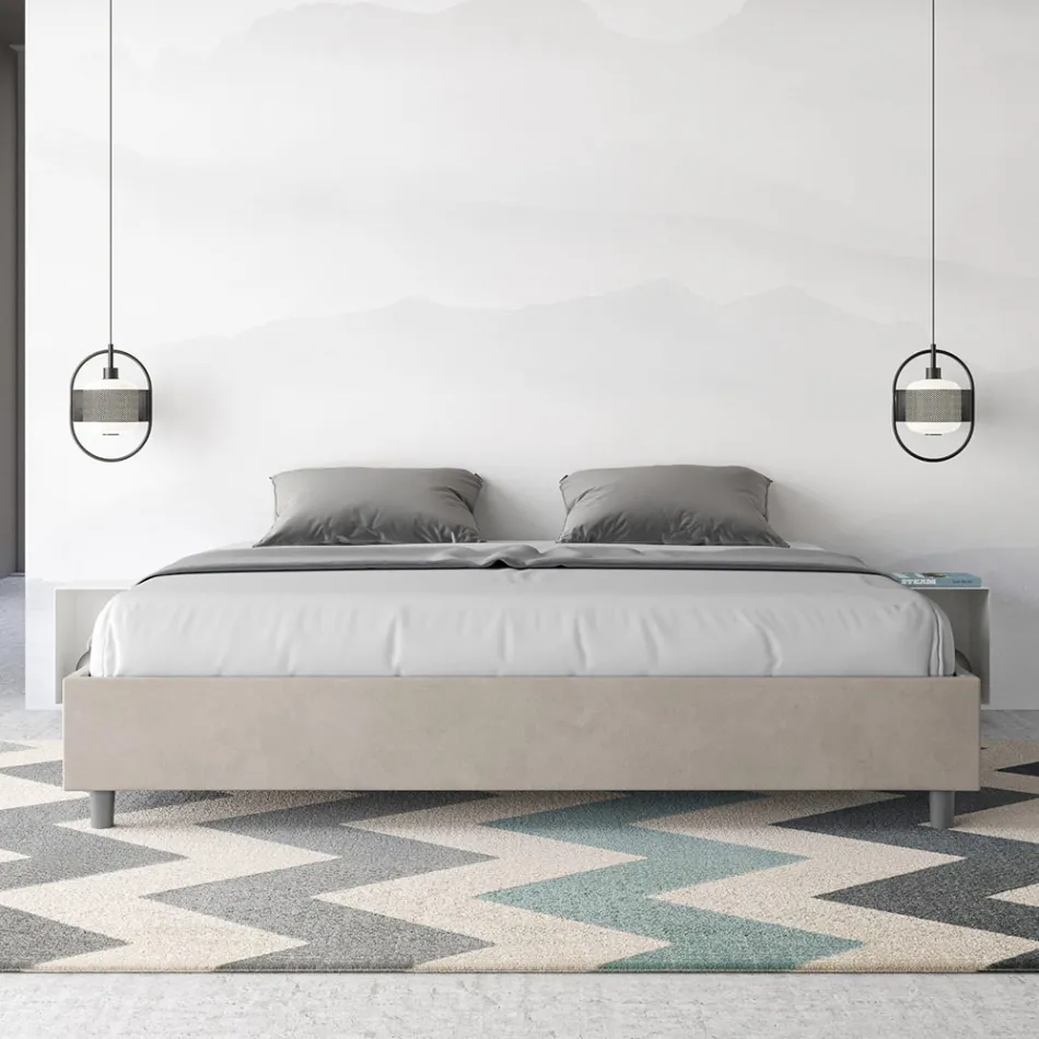 Cama de casal 200x200 cm revestida em microfibra, fabricada na Itália - Athlete Viadurini