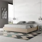 Cama de casal 200x200 cm estofada em couro sintético, fabricada na Itália - Athlete Viadurini