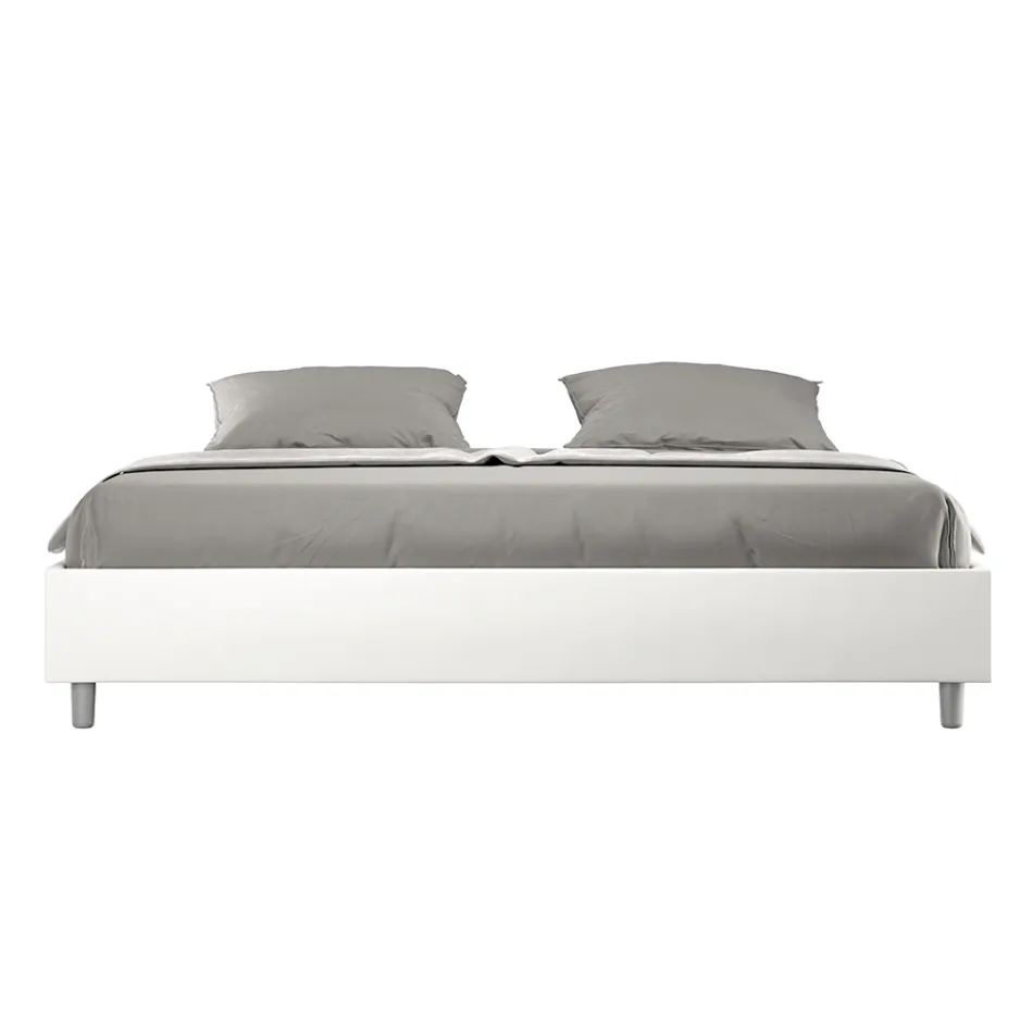 Cama de casal 200x200 cm estofada em couro sintético, fabricada na Itália - Athlete Viadurini