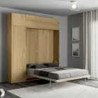Cama de casal dobrável vertical com armário de parede e coluna - Magicompare Viadurini